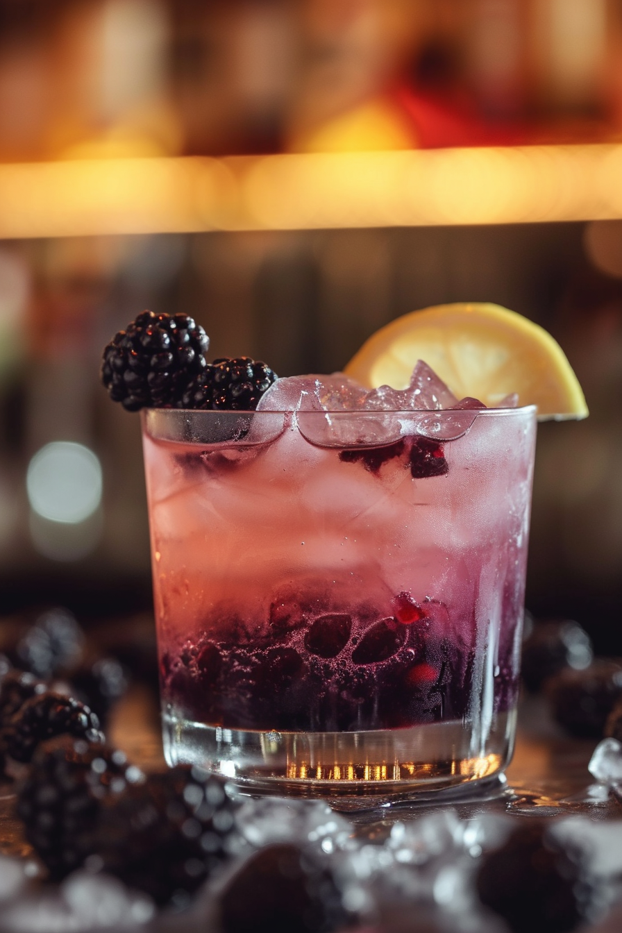 Bramble Cocktail Served