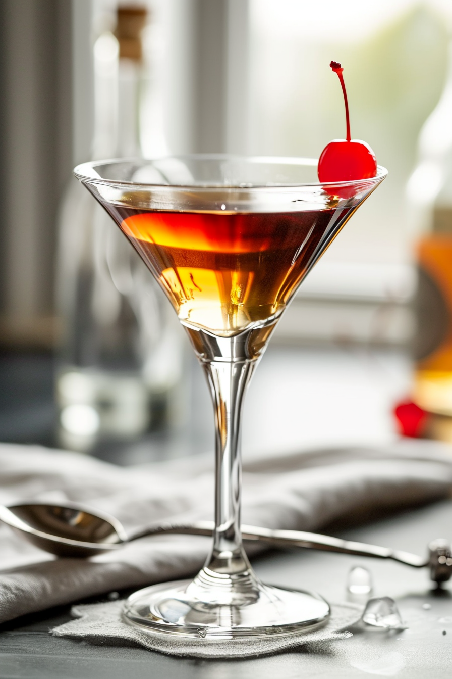 Irish Manhattan with Cherry Garnish