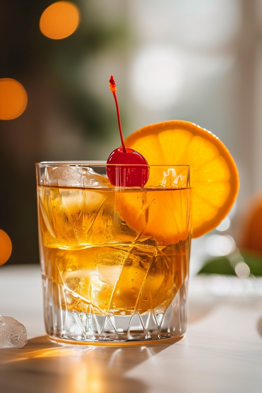 Summer Old Fashioned Cocktail Served