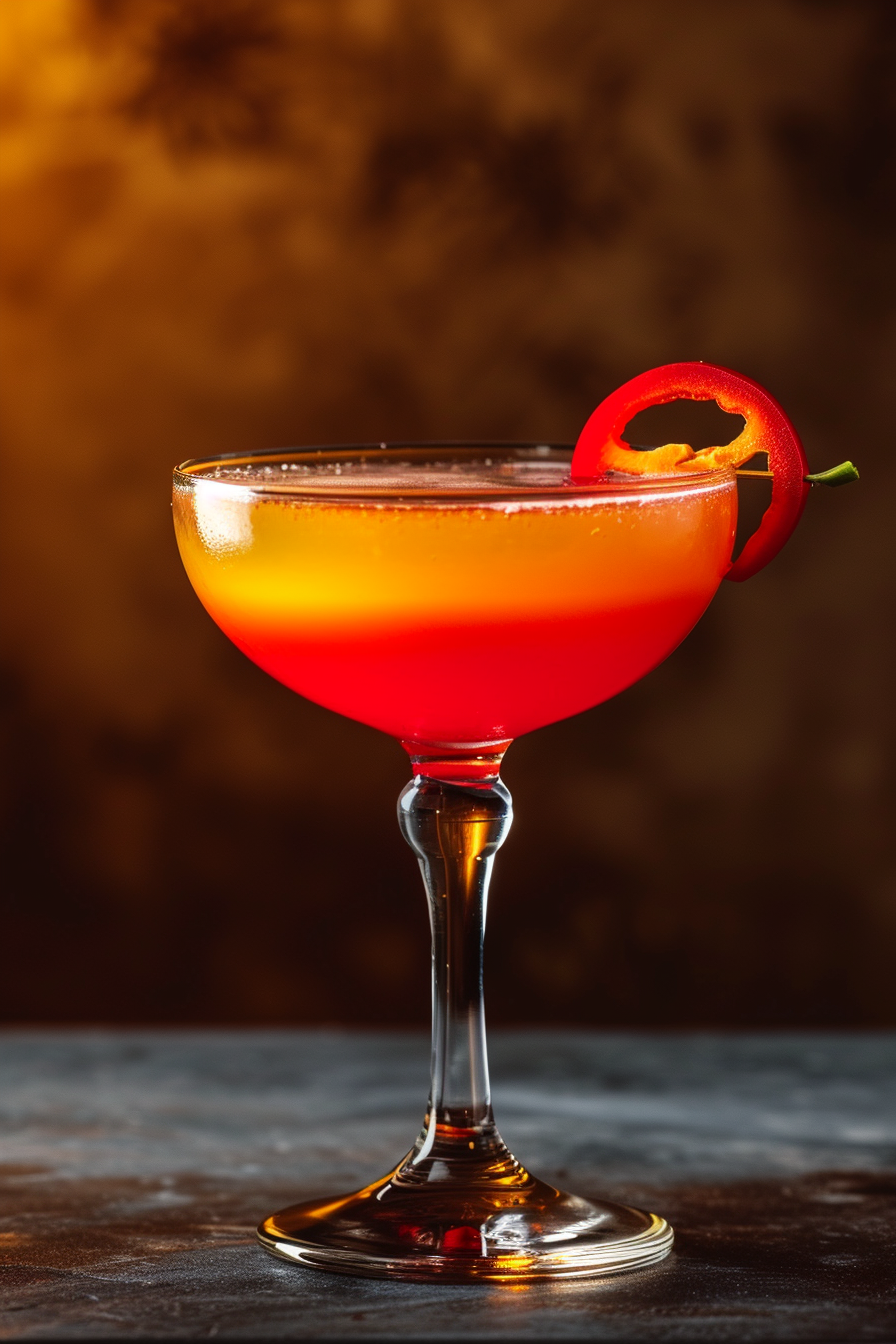 Red Pepper Daisy Cocktail Served