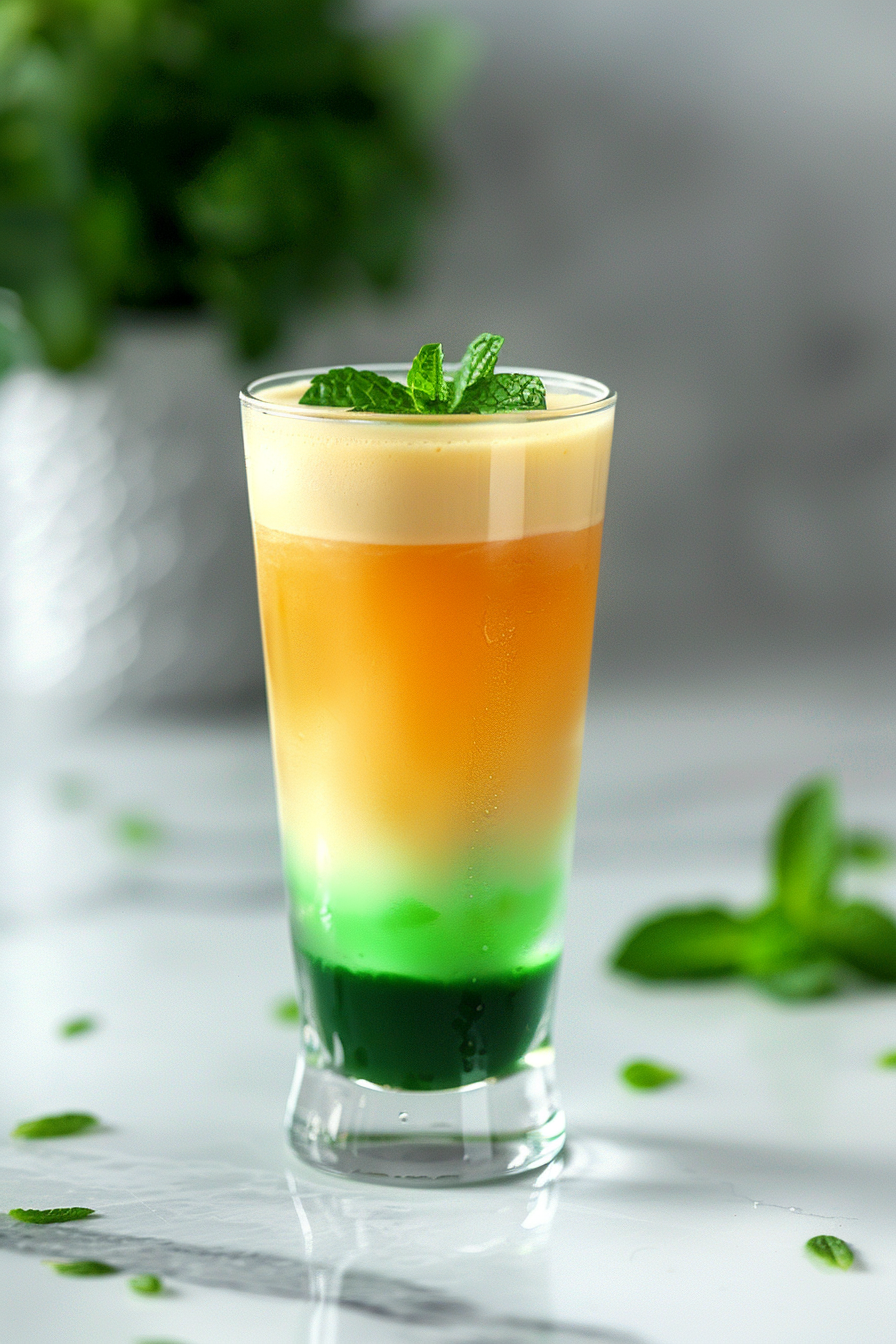 Layering the Vodka Irish Flag Cocktail