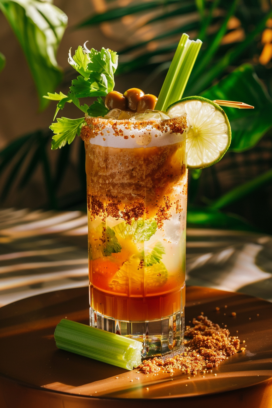 Bitter Caesar Cocktail Served