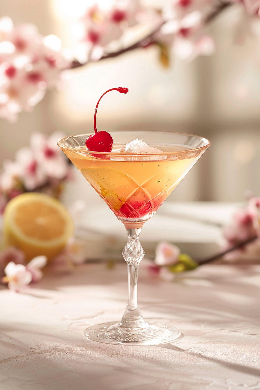 Cherry Blossom Cocktail Served