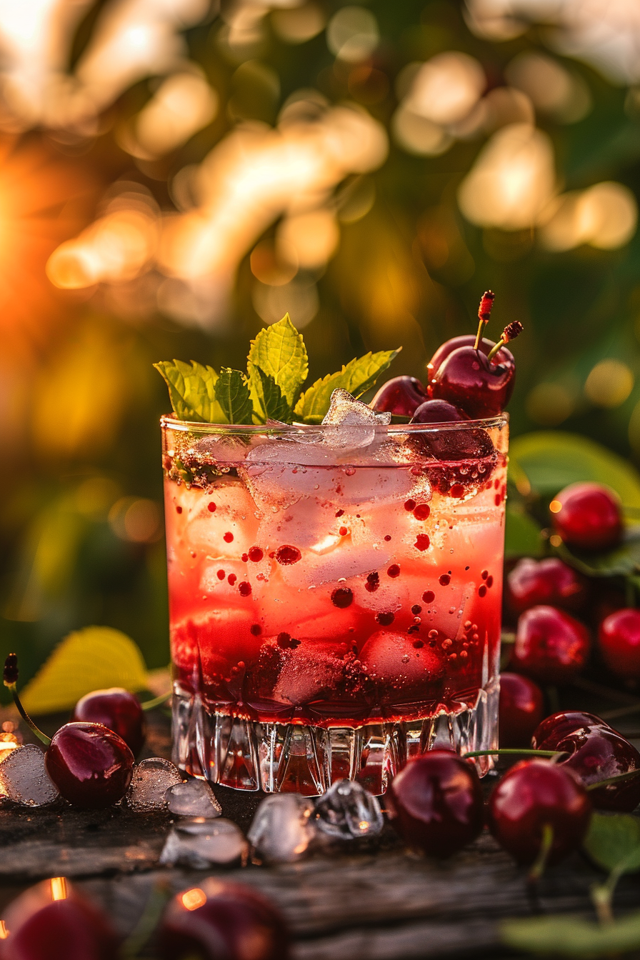 Cherry Whiskey Smash Cocktail