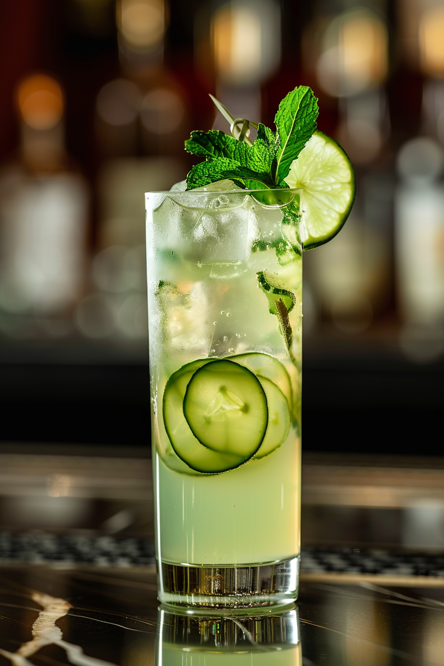 Cucumber Sake Cooler Served