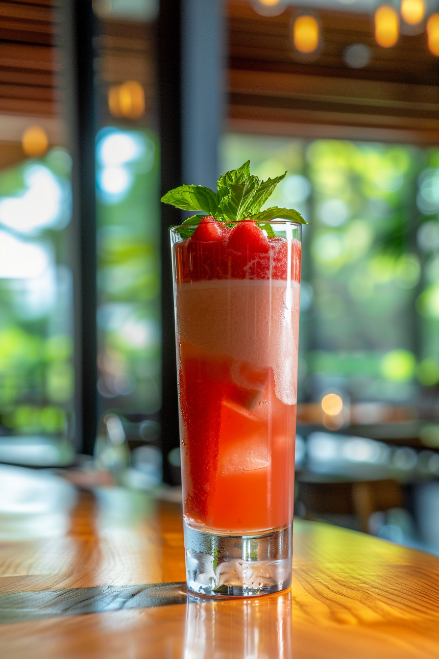 Watermelon Sake Cocktail Served