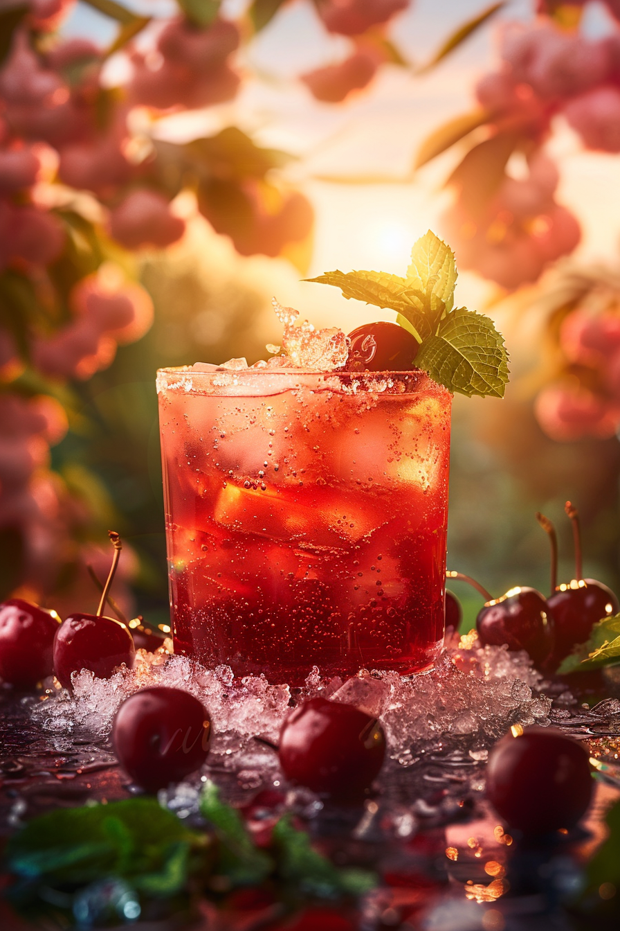 Ingredients for Cherry Whiskey Smash