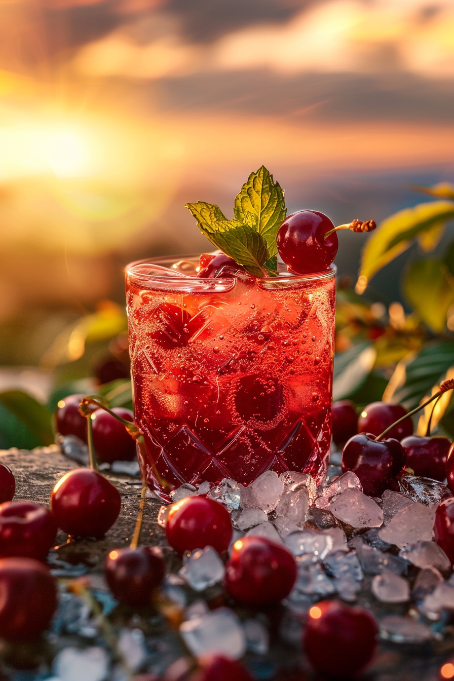 Cherry Whiskey Smash Cocktail