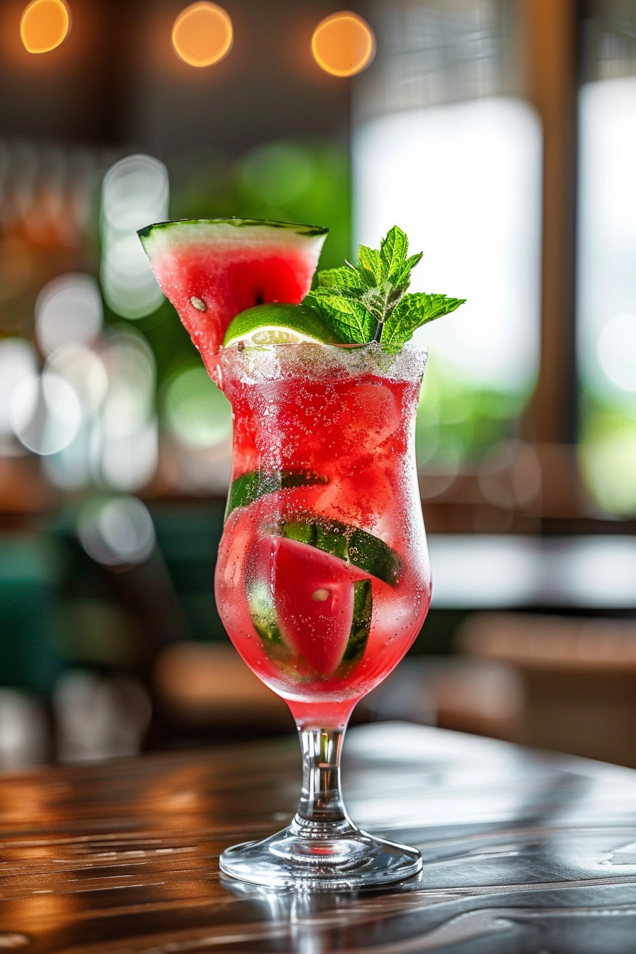 Preparing Watermelon Sake Cocktail