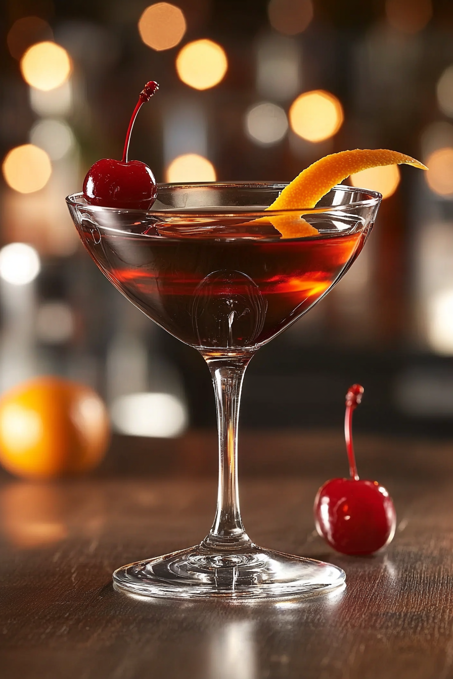 Black Manhattan Cocktail Presentation